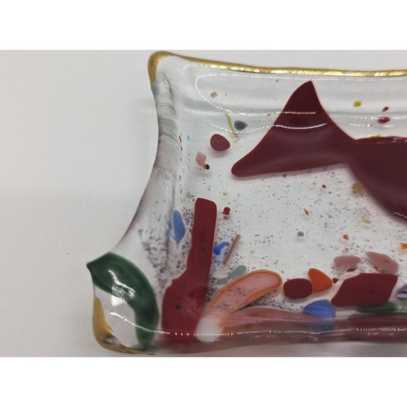 Hand made Fused Art Glass Soap Fish Dish / Sea Water Nautical Motif - Picture 5 of 7
